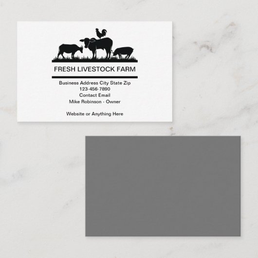 Eenvoudige veestapel en Boerderij Visitekaartjes (Voorkant / Achterkant)