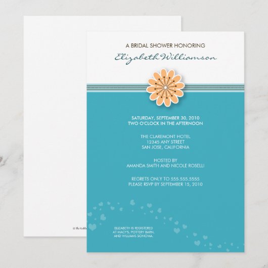 Eenvoudige ventilatordouche-uitnodiging (aqua) kaart (Voorkant / Achterkant)