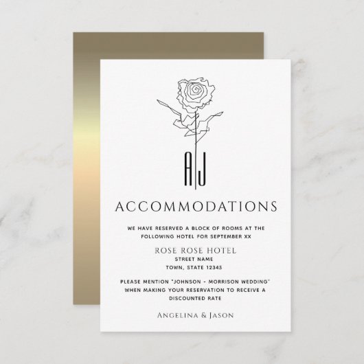 Eenvoudige verblijfskaart voor bruiloft (Voorkant / Achterkant)