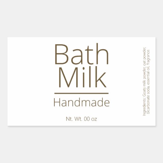 Eenvoudige verfijnde Bath Milk Business Hobby Rechthoekige Sticker (Voorkant)
