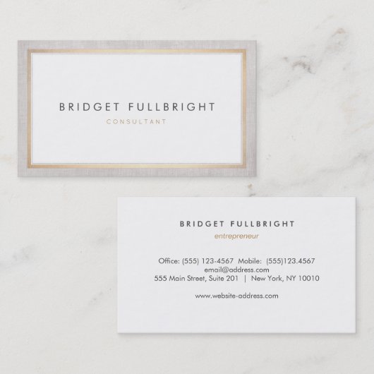 Eenvoudige verfijnde professionele gouden rand visitekaartje (Voorkant / Achterkant)