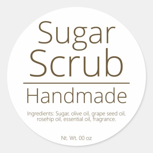 Eenvoudige verfijnde Sugar Scrub Business Hobby Ronde Sticker (Voorkant)