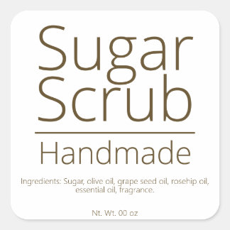 Eenvoudige verfijnde Sugar Scrub Business Hobby Vierkante Sticker