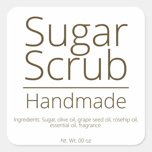 Eenvoudige verfijnde Sugar Scrub Business Hobby Vierkante Sticker (Voorkant)