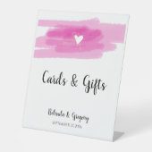 Eenvoudige verflijnen en hartwuwkaarten en -cadeau reclamebord met voetstuk (Voorkant)