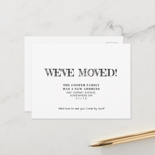 Eenvoudige verhuisberichtkaart aankondigingskaart (Voorkant / Achterkant in situ)