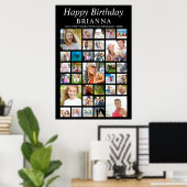 Eenvoudige verjaardag 33 Foto Collage aangepaste t Poster (Thuiskantoor)