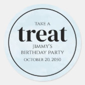 Eenvoudige Verjaardag Blauw Gepersonaliseerd Ronde Sticker (Voorkant)