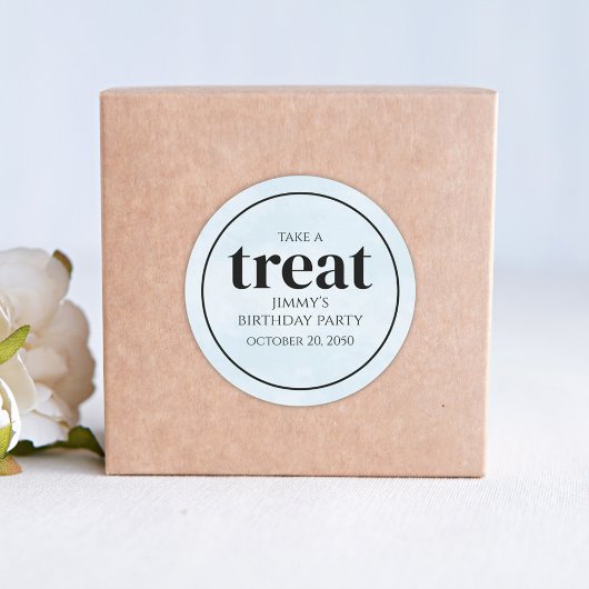 Eenvoudige Verjaardag Blauw Gepersonaliseerd Ronde Sticker