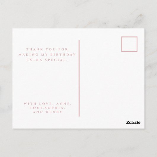 Eenvoudige verjaardag Dank je Foto Post Kaart (Achterkant)