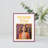 Eenvoudige verjaardag Dank u Kinder foto Briefkaart (Staand voorkant)