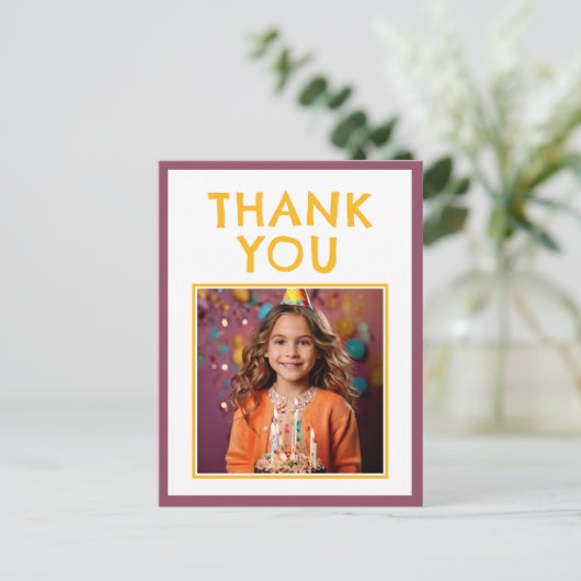 Eenvoudige verjaardag Dank u Kinder foto Briefkaart (Staand voorkant)