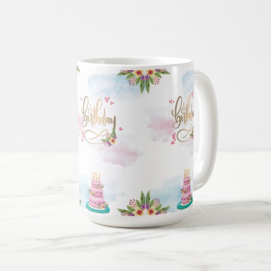 Eenvoudige Verjaardag Ontwerp Mok (Voorkant rechts)