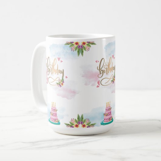 Eenvoudige Verjaardag Ontwerp Mok (Voorkant links)