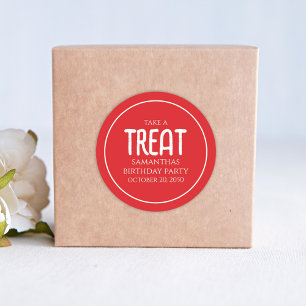 Eenvoudige verjaardag Treat Favor Whimsical Script Ronde Sticker