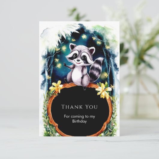 Eenvoudige Verjaardag van de Boswasbeer Bedankkaart (Staand voorkant)