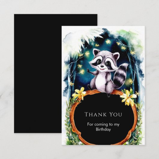 Eenvoudige Verjaardag van de Boswasbeer Bedankkaart (Voorkant / Achterkant)