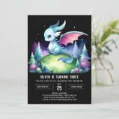 Eenvoudige verjaardag van de kinderdraak kaart (Staand voorkant)