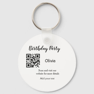 Eenvoudige verjaardagsfeestwebsite streepjescode Q Sleutelhanger