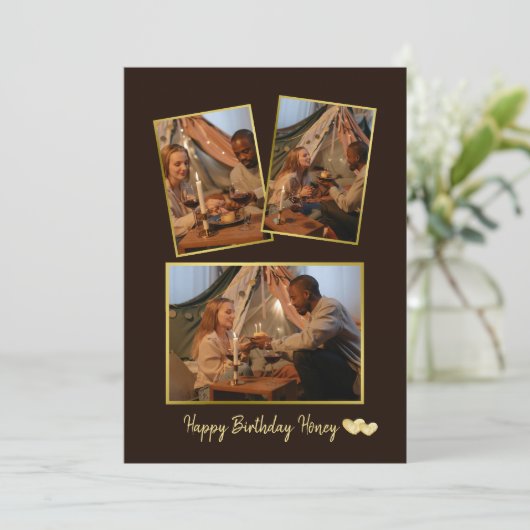 Eenvoudige Verjaardagsfotocollage Verjaardags Kaar Feestdagenkaart (Staand voorkant)