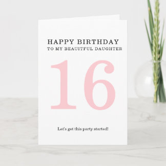 eenvoudige verjaardagskaart voor 16e verjaardag. kaart