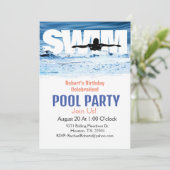 Eenvoudige verjaardagszwembadfeest uitnodiging voo (Staand voorkant)
