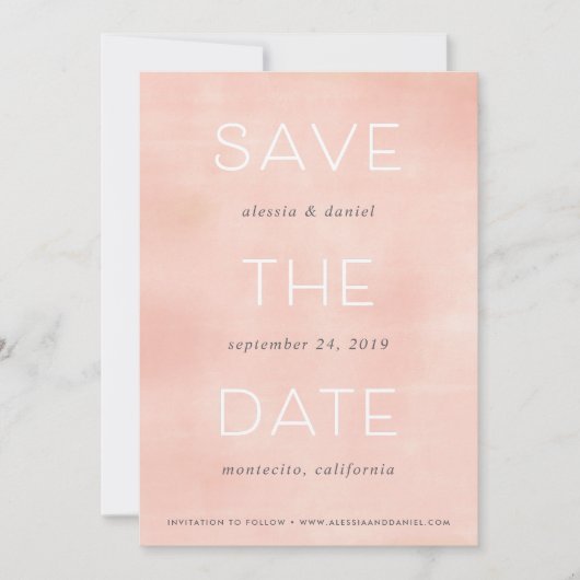 Eenvoudige verklaring | Blush Waterverf Opslaan Da Save The Date (Voorkant)