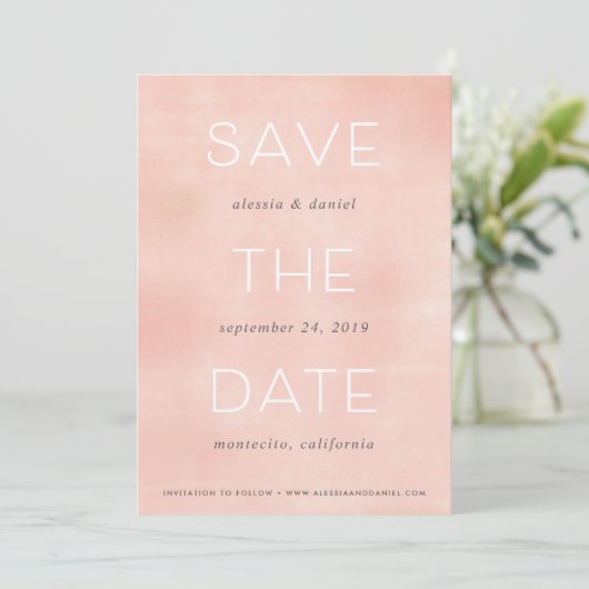 Eenvoudige verklaring | Blush Waterverf Opslaan Da Save The Date (Staand voorkant)