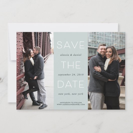 Eenvoudige verklaring | Twee Foto's opslaan op dat Save The Date (Voorkant)