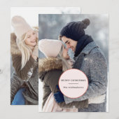 Eenvoudige verklaring Vrolijk kerstfeest twee foto Feestdagenkaart (Voorkant / Achterkant)