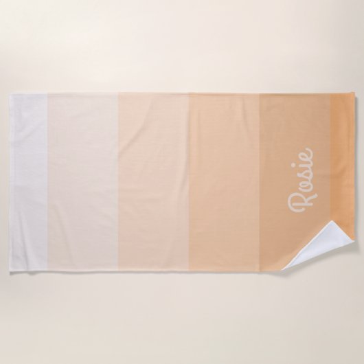 Eenvoudige Verloop Perzik Strepen met Aangepaste N Strandlaken (Voorkant)