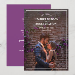 Eenvoudige Verloving foto Paars opslaan Datum Save The Date