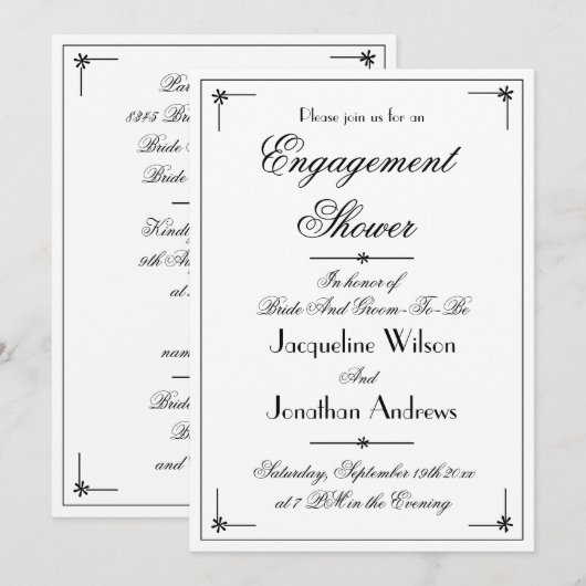 Eenvoudige Verloving Shower Script Names Classic Kaart (Voorkant / Achterkant)