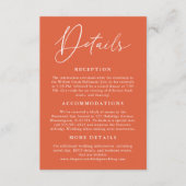 Eenvoudige Verona Sunset Oranje kalligrafie Detail Informatiekaartje (Voorkant)