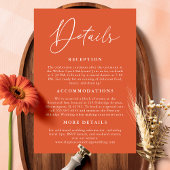 Eenvoudige Verona Sunset Oranje kalligrafie Detail Informatiekaartje