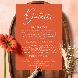 Eenvoudige Verona Sunset Oranje kalligrafie Detail Informatiekaartje