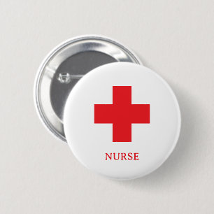 Eenvoudige verpleegster & eerste hulp, kruis, ambu ronde button 5,7 cm