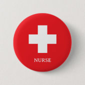 Eenvoudige verpleegster & eerste hulp, kruis, ambu ronde button 5,7 cm (Voorkant)