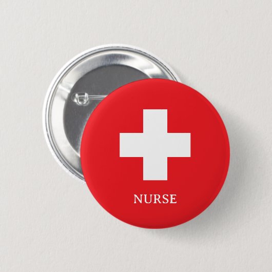 Eenvoudige verpleegster & eerste hulp, kruis, ambu ronde button 5,7 cm (Voorkant /achterkant)
