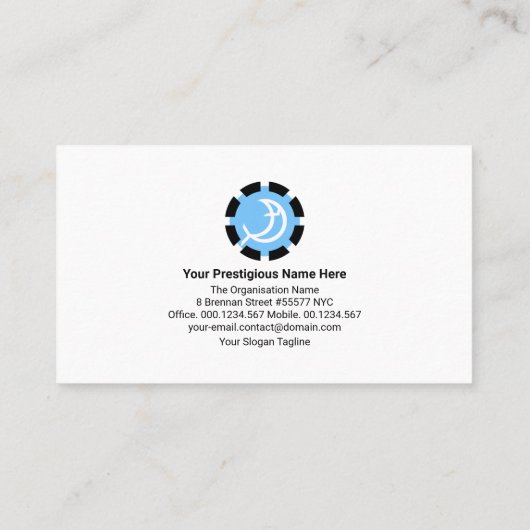 Eenvoudige Verticaal Blauw Zee Lines Ichthus Pasto Visitekaartje (Achterkant)