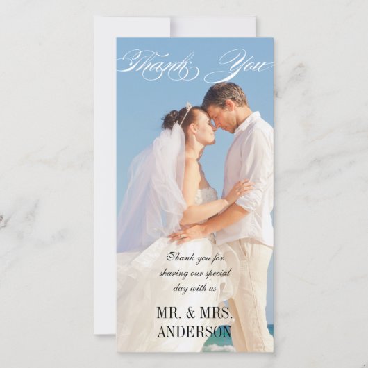 Eenvoudige verticale bruiloft Dank u Bedankkaart (Voorkant)
