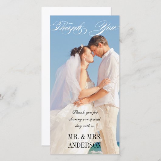 Eenvoudige verticale bruiloft Dank u Bedankkaart (Voorkant / Achterkant)