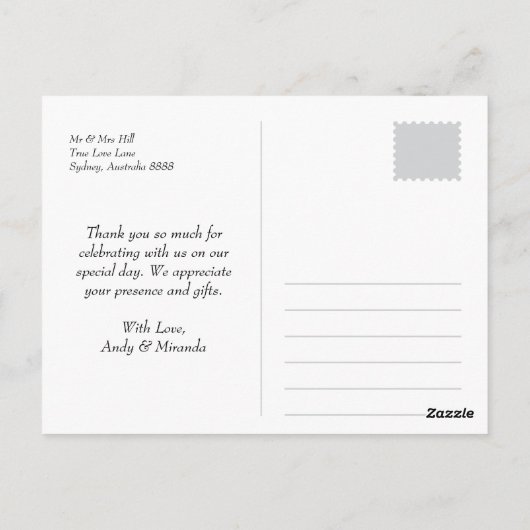 Eenvoudige Verticale bruiloft Dank u Briefkaart El (Achterkant)