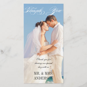Eenvoudige verticale bruiloft Hartelijk dank Bedankkaart