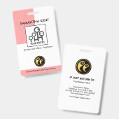 Eenvoudige Verticale Roze Kolom Foto Sjabloon Verp Badge (Voor- en achterkant)