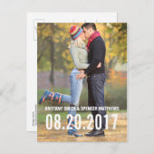 Eenvoudige verticale typografie Save the Date Brie Aankondigingskaart (Voorkant / Achterkant)