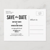 Eenvoudige verticale typografie Save the Date Brie Aankondigingskaart (Achterkant)