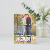 Eenvoudige verticale typografie Save the Date Brie Aankondigingskaart (Staand voorkant)