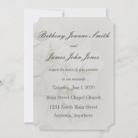 Eenvoudige vervaagde orchidee bruiloft uitnodiging (Voorkant)