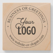 Eenvoudige vervanging van Logo en  tekst | Amandel Stenen Onderzetter (Voorkant)